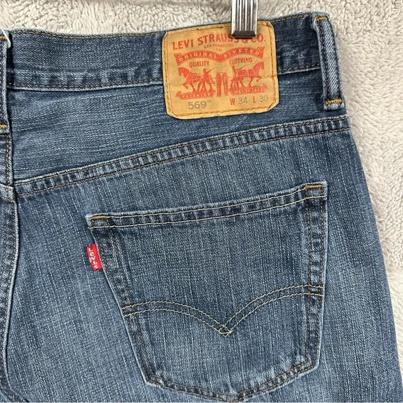 Levi’s 569 Loose Straight Medium Wash Jeans Size 34x30 - Picture 3 of 7